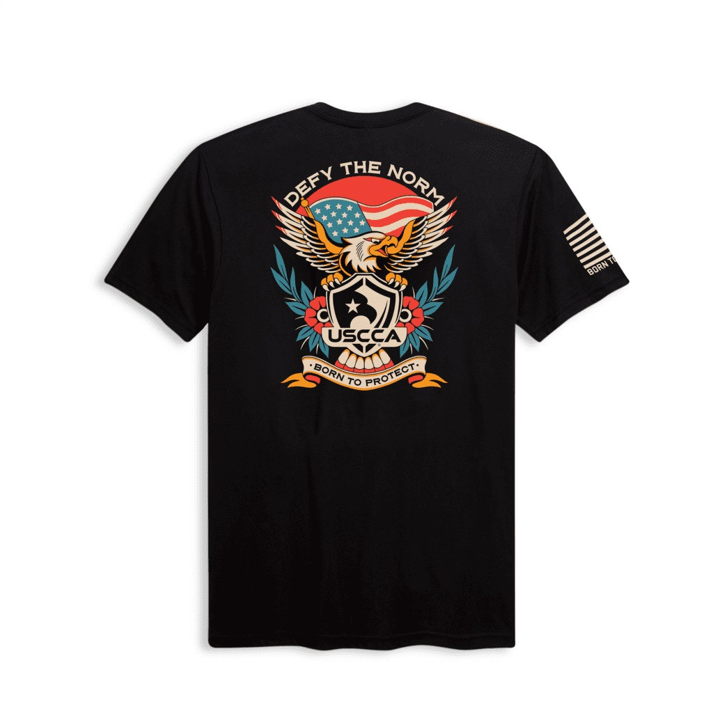USCCA Shirt Defy The Norm Born To Protect Patriotic T-Shirt Gifts For Gun Lovers-1