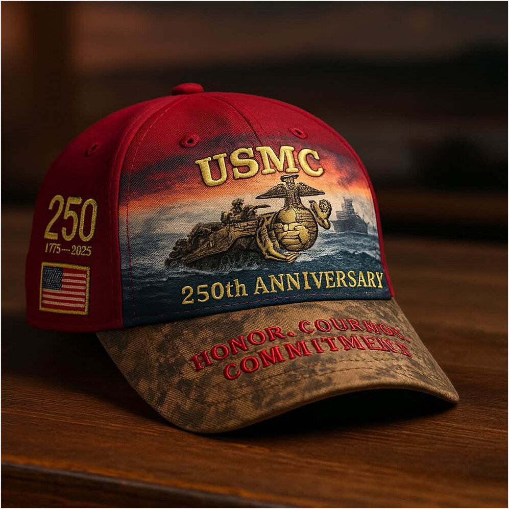 USMC 250th Anniversary 1775 2025 Hat Honor Courage Commitment Marine Corps Hat Dad Gifts-1