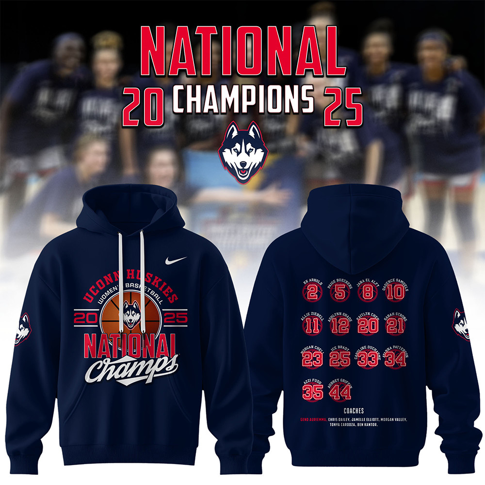 Uconn Huskies 2025 National Champions NCAA Women's Basketball Hoodie Gifts For Basketball Fan-1