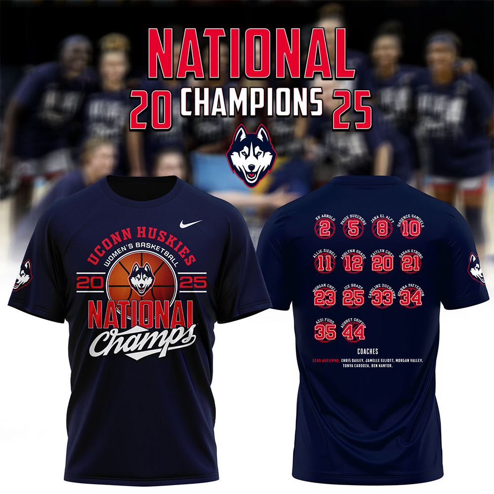 Uconn Huskies 2025 National Champions NCAA Women's Basketball Shirt Gifts For Basketball Fan-1