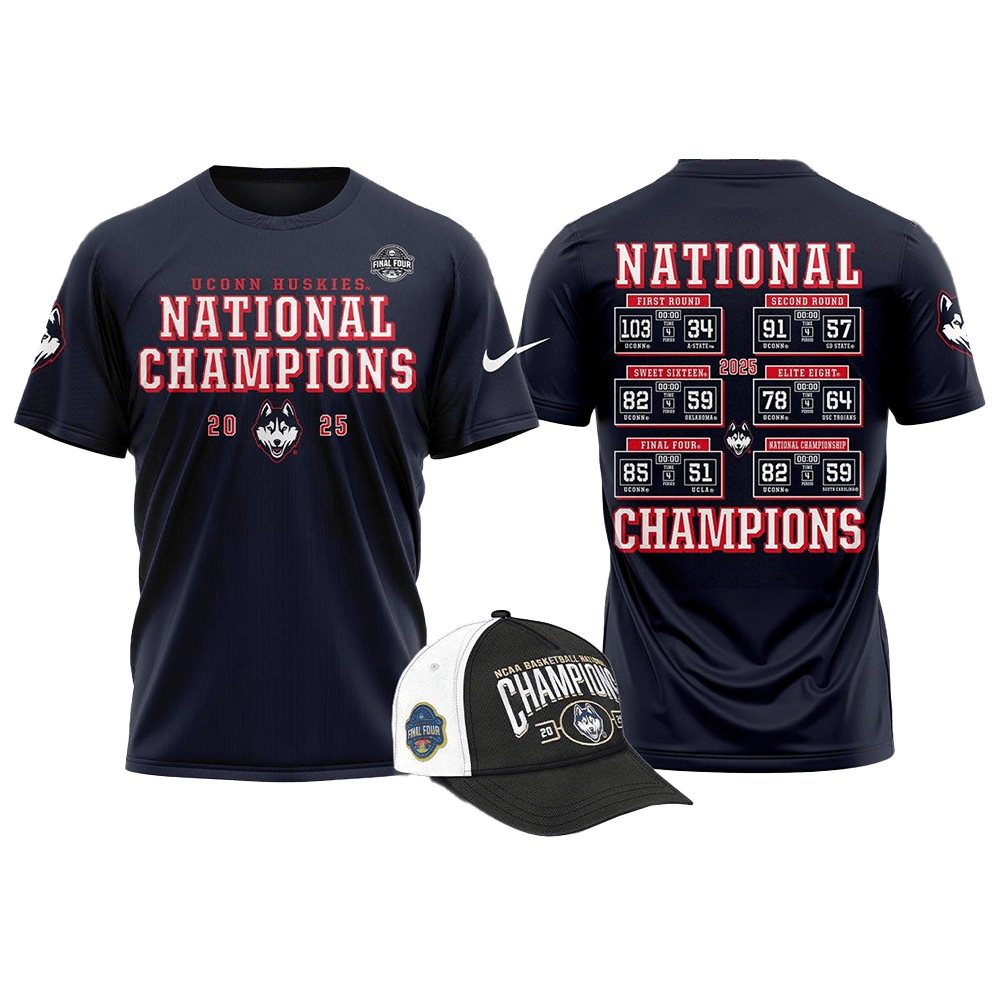 Uconn Huskies National Champions 2025 Basketball T-Shirt Uconn Championship Merch Gift For Fans-1