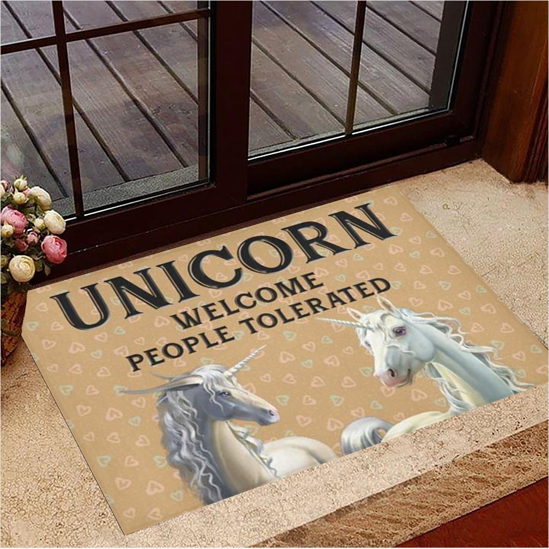 Unicorn Welcome People Tolerated Doormat Welcome Home Mat Gifts For Unicorn Lovers-1
