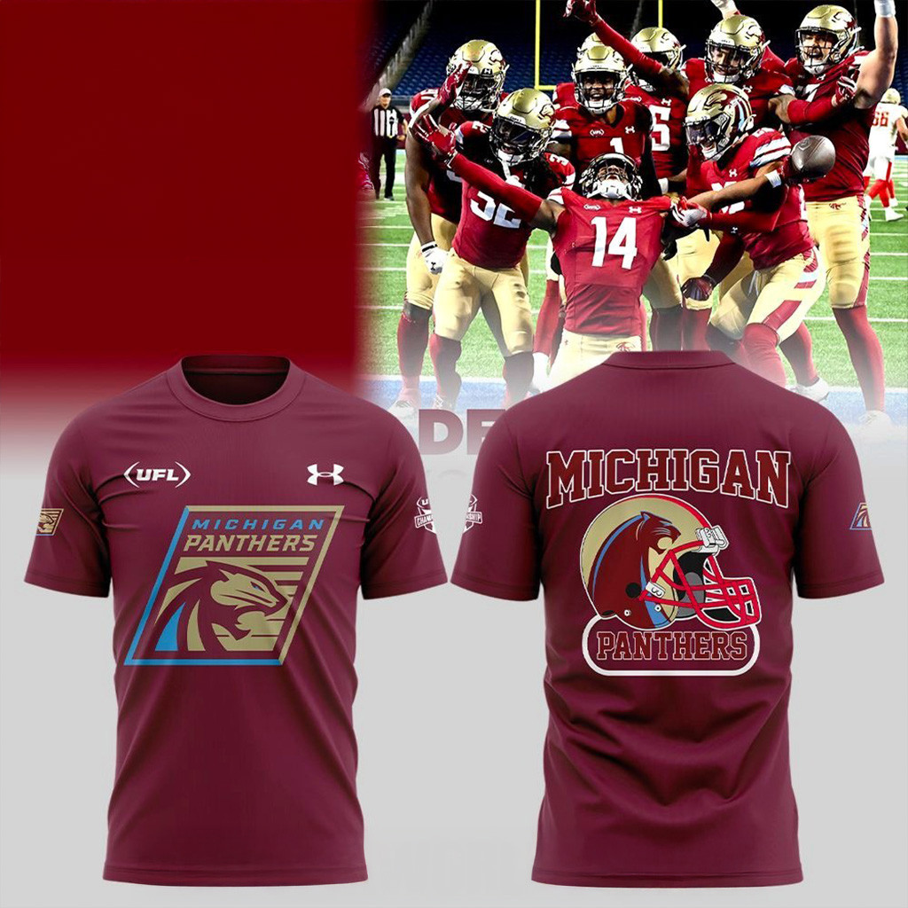 United Football League 2025 Season Champions Michigan Panthers T-Shirt Football Fans Gifts-1