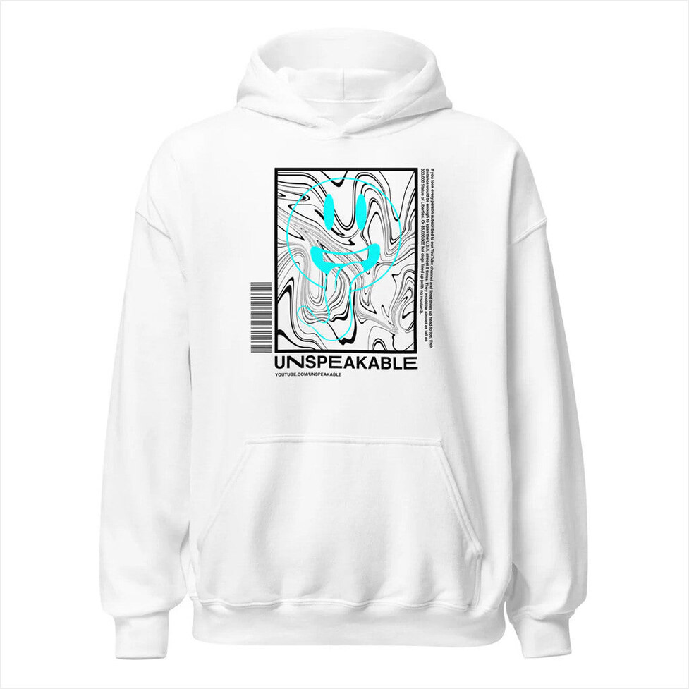 Unspeakable Merch White Smiley Swirl Hoodie Present For Husband Birthday Gifts For Friends-1