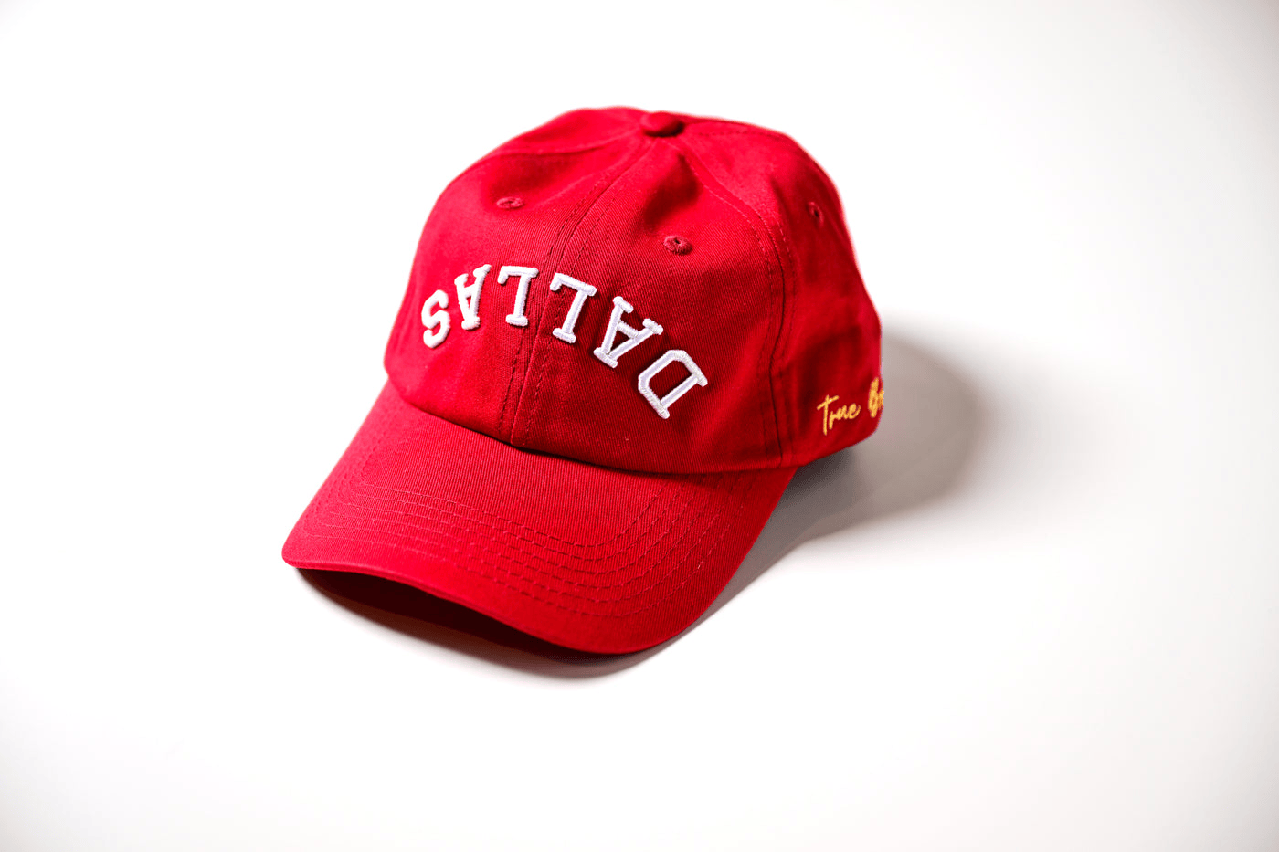 Upside Down Dallas Hat Embroidered Red-1