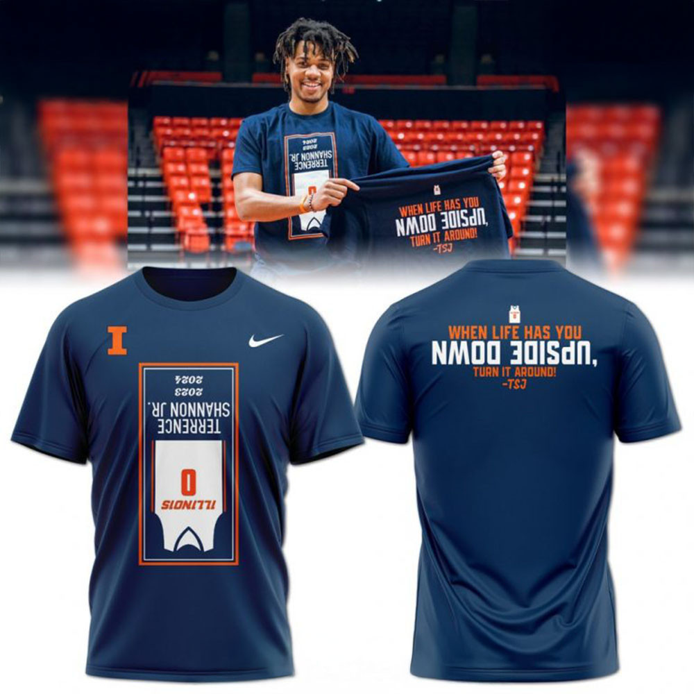 Upside Down Terrence Shannon Illinois Fighting Illini T-Shirt Fathers Day Gifts For Husband-1