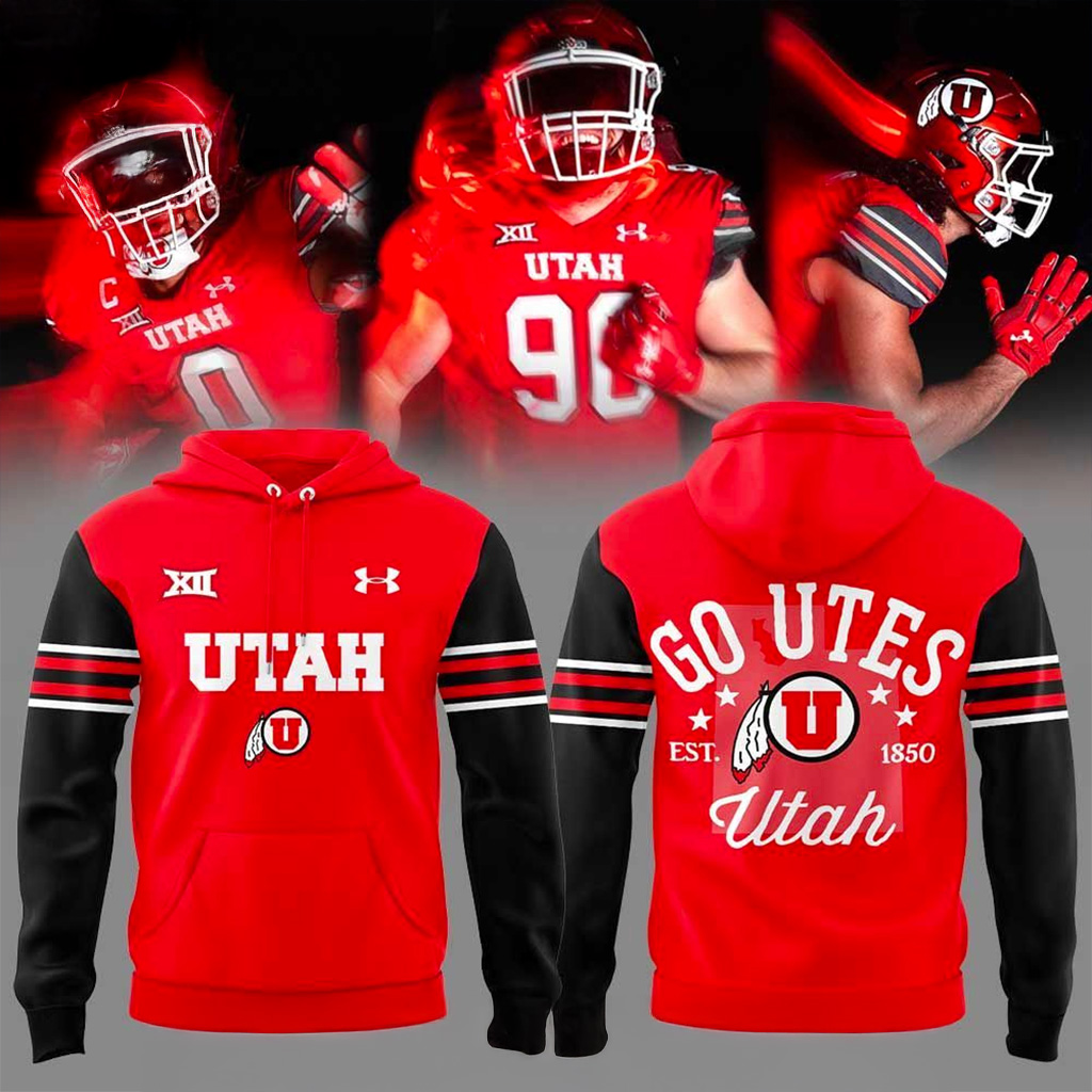Utah All Red Everything Uniform Hoodie Utah Utes Merch Presents For Football Fans-1