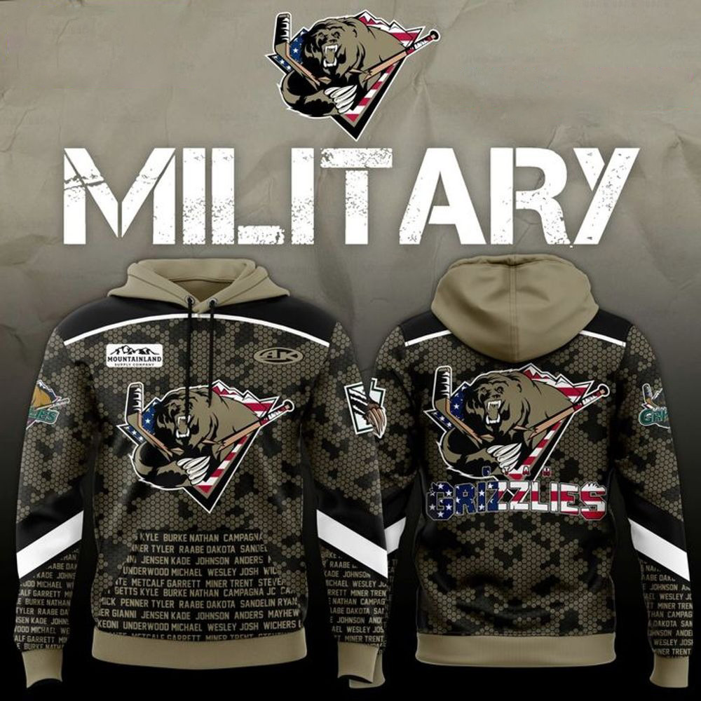 Utah Grizzlies x Military Memorial Day 2025 Hoodie Utah Grizzlies Merch Cool Gifts For Dad-1