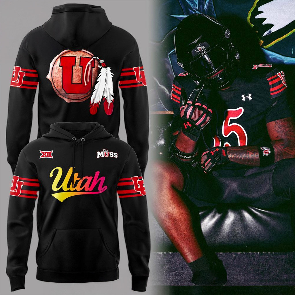 Utah Utes 2025 Hand Painted Helmets Hoodie Utah Utes Merch Husband Christmas Gift Ideas-1