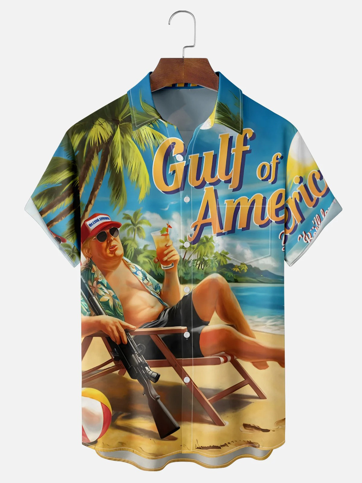 Vacation Trump Chest Pocket Hawaiian Shirt-1