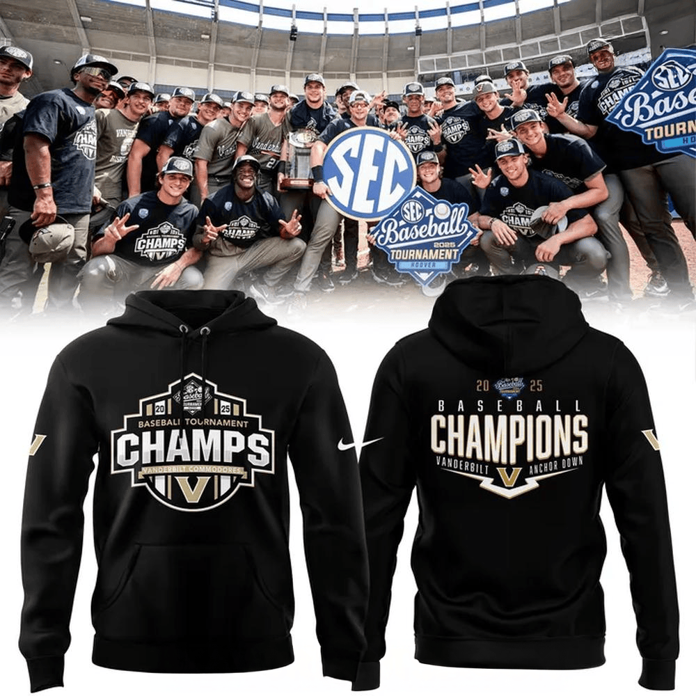 Vanderbilt Baseball 2025 SEC Conference Tournament Champions Hoodie Vanderbilt Merch-1