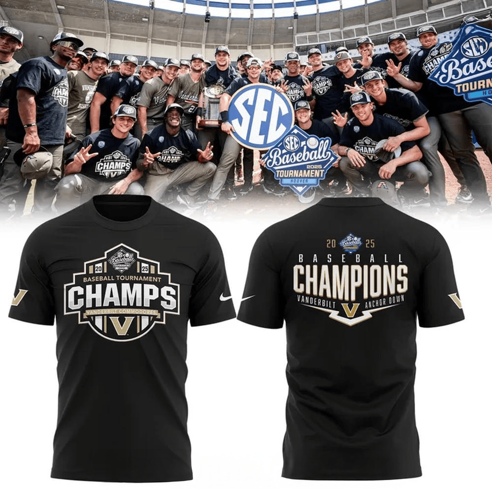 Vanderbilt Baseball 2025 SEC Conference Tournament Champions T-Shirt Vanderbilt Merch-1 Vanderbilt Baseball 2025 SEC Conference Tournament Champions T-Shirt Vanderbilt Merch-1