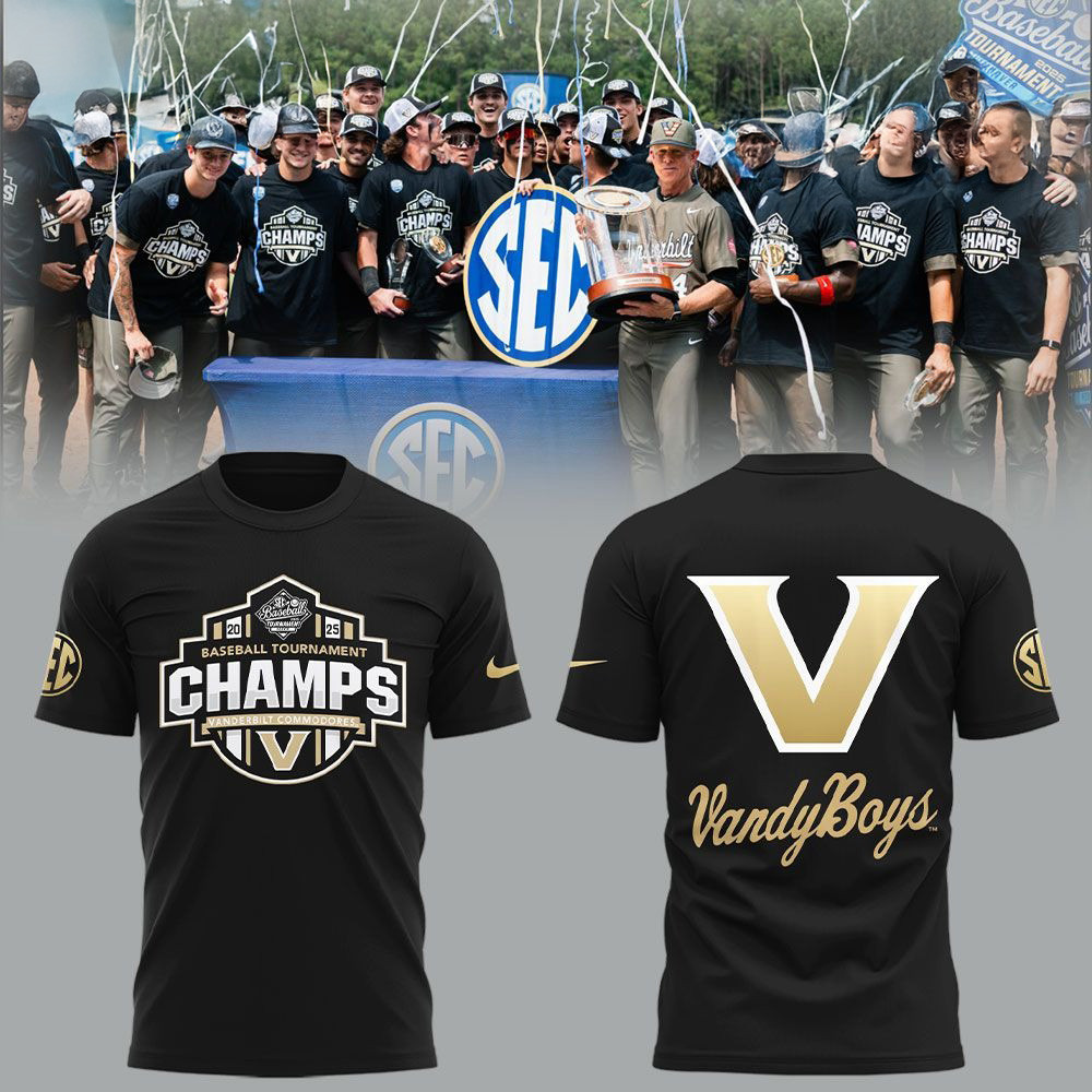 Vanderbilt Commodores 2025 Sec Baseball Tournament Champs Shirt Vanderbilt Commodores Merch-1
