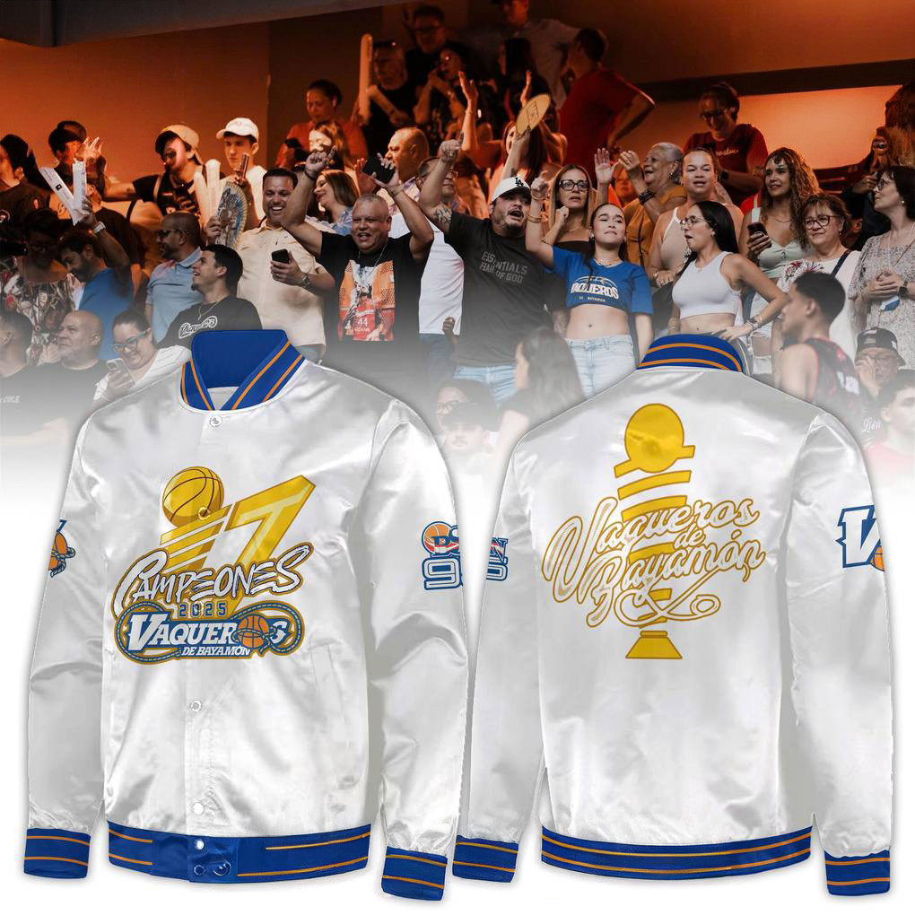 Vaqueros De Bayamon 17 Campeones BSN White Bomber Jacket Gifts For Basketball Fan-1 Vaqueros De Bayamon 17 Campeones BSN White Bomber Jacket Gifts For Basketball Fan-1