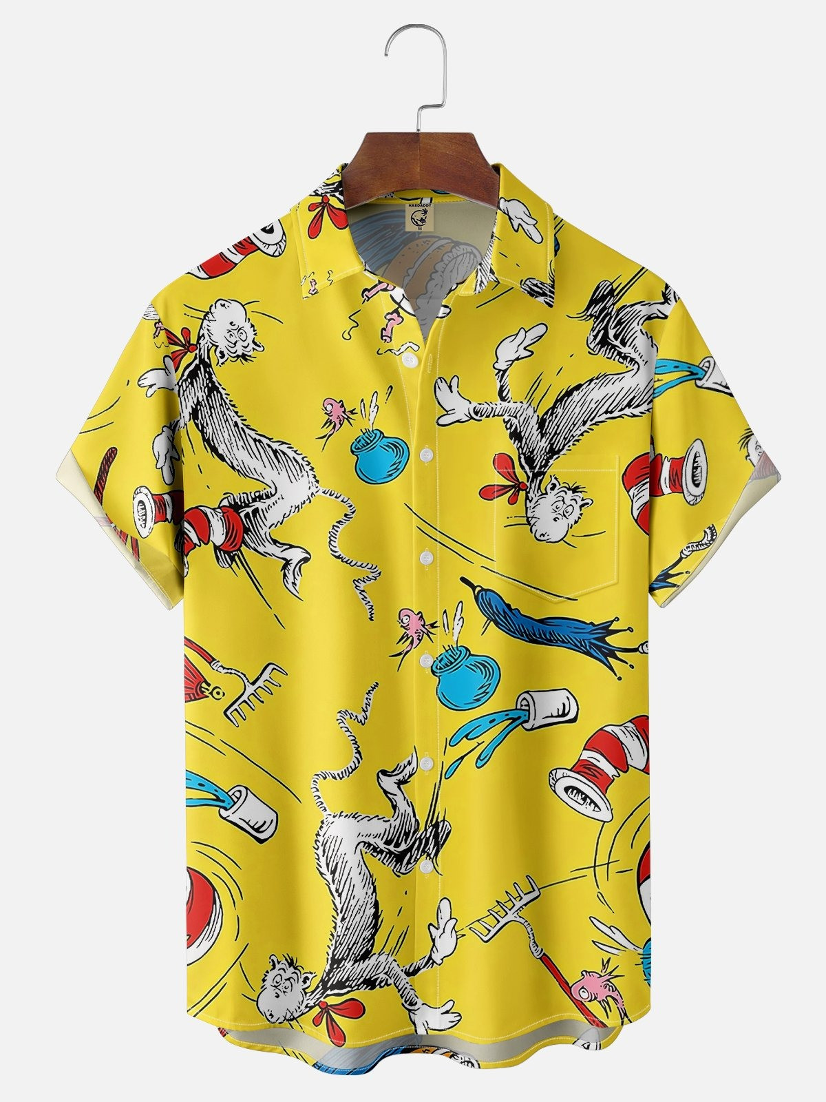 Vintage Classic Seuss Art Dr. Chest Pocket Casual Shirt-1