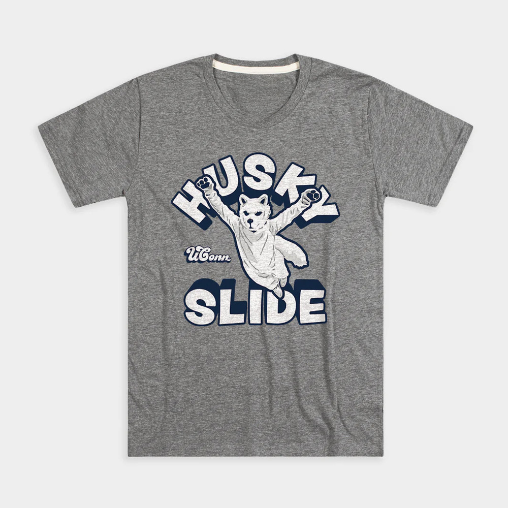 Vintage UConn Husky Slide T-Shirt Basketball Enthusiast Gifts-1