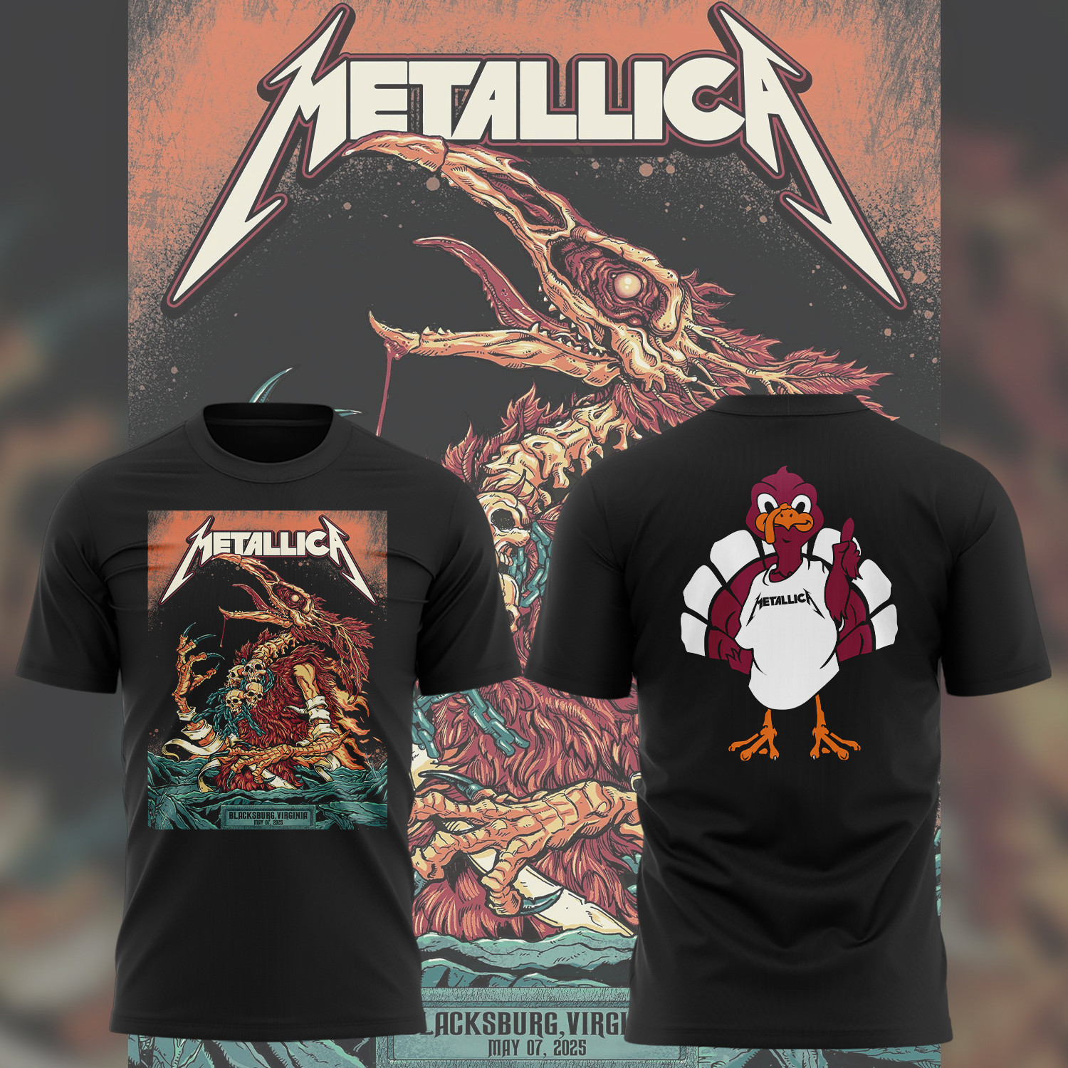 Virginia Tech Metallica M72 World Tour 2025 Black Shirt Gift For Metallica Fans-1