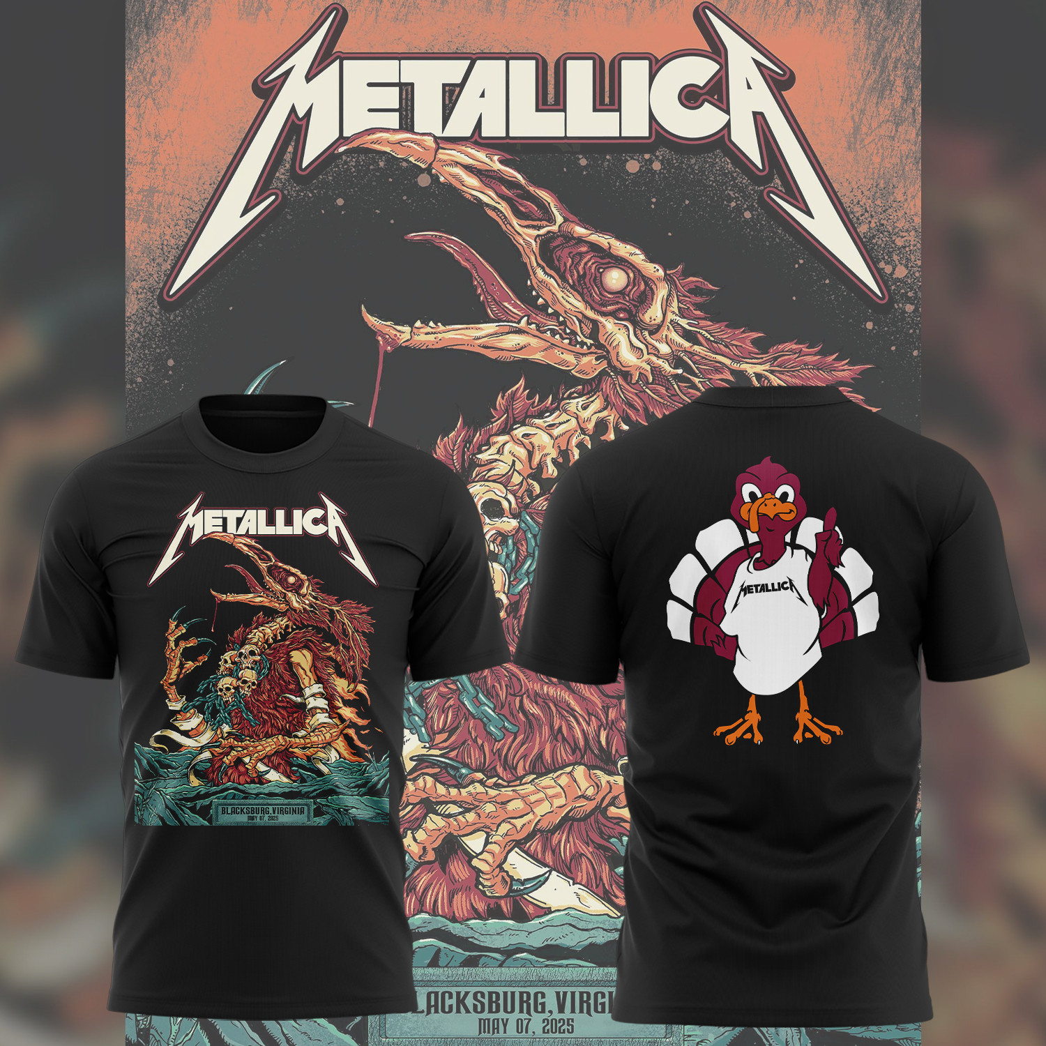 Virginia Tech Metallica M72 World Tour 2025 Black Shirt Gift For Music Lovers-1