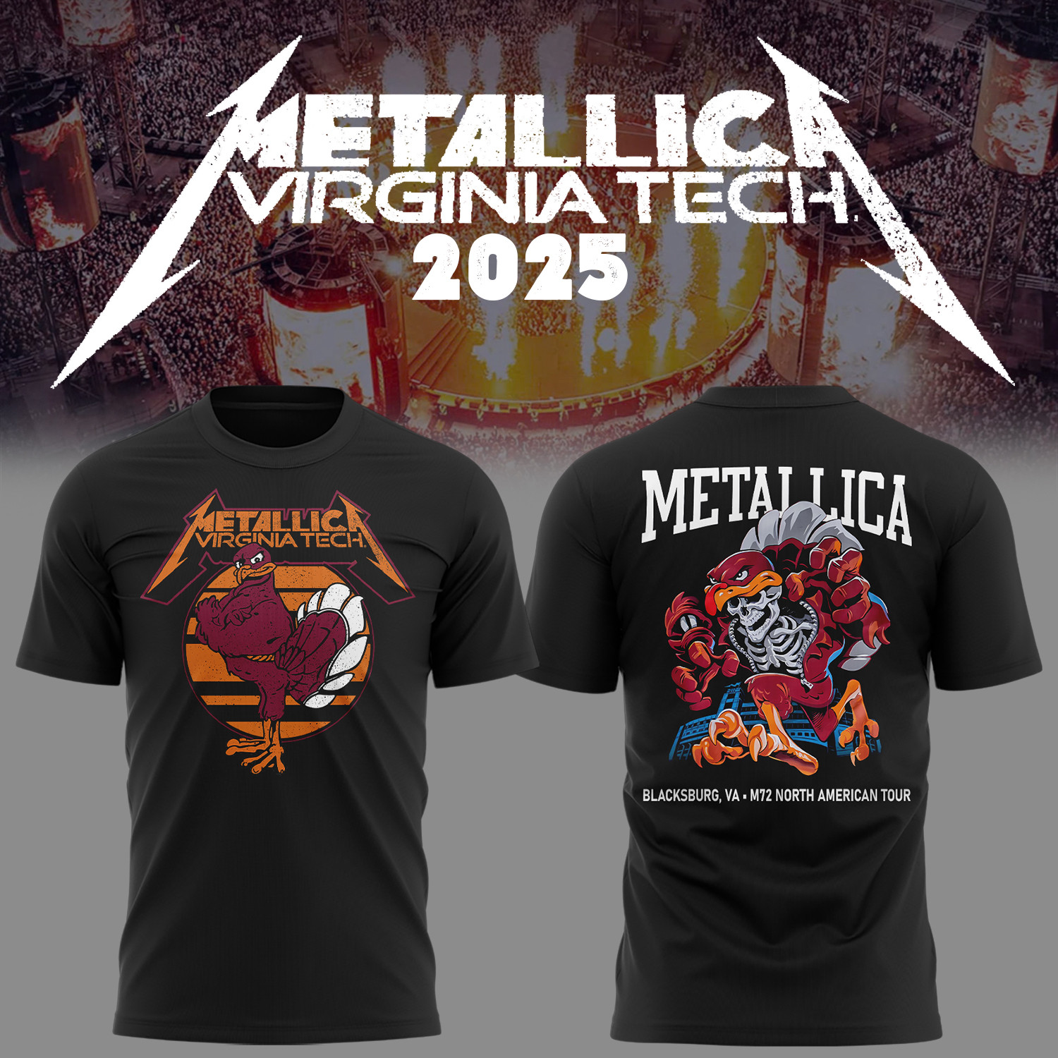 Virginia Tech Metallica M72 World Tour 2025 Black Shirt Gift Idea For Music Lovers-1