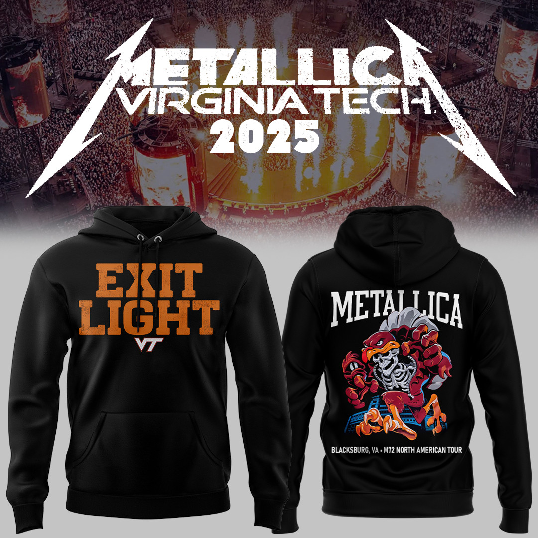 Virginia Tech Metallica M72 World Tour 2025 Exit Light Black Hoodie Shirt Gift For Music Lovers-1