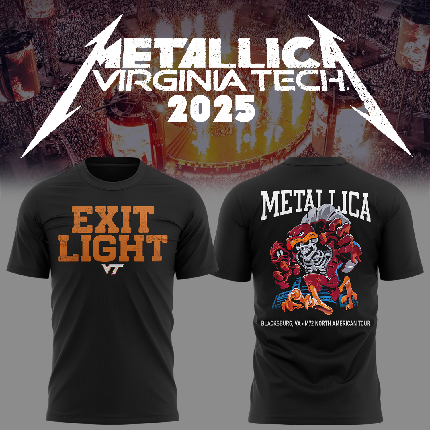 Virginia Tech Metallica M72 World Tour 2025 Exit Light NBlack Shirt Gift For Rock Lovers-1