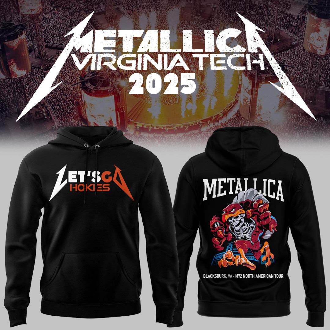 Virginia Tech Metallica M72 World Tour 2025 Let's Go Hokies Black Hoodie Gift For Music Lovers-1