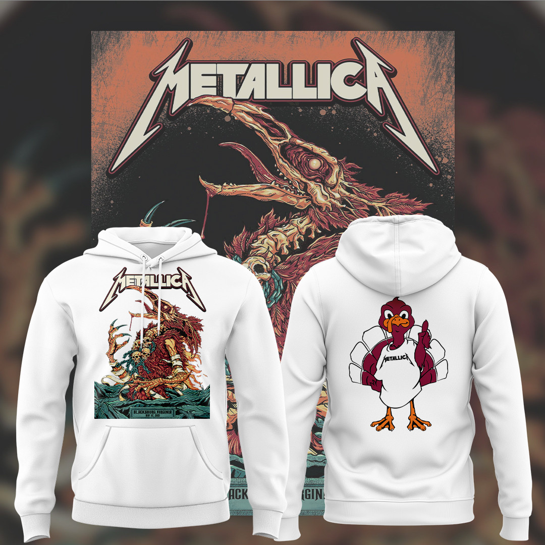 Virginia Tech Metallica M72 World Tour 2025 White Hoodie Gift For Metallica Fans-1