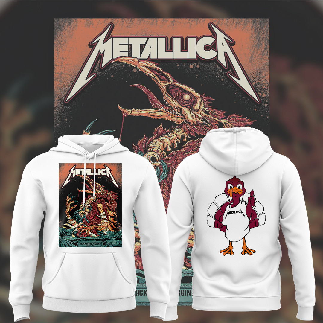 Virginia Tech Metallica M72 World Tour 2025 White Hoodie Gift For Music Lovers-1