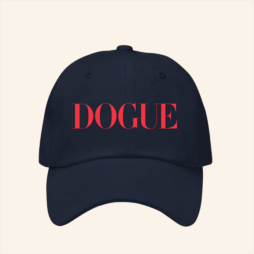 Vogue Merch Dogue Navy Cap With Red Logo Hat Dad Gifts Birthday Gifts For Fans-1