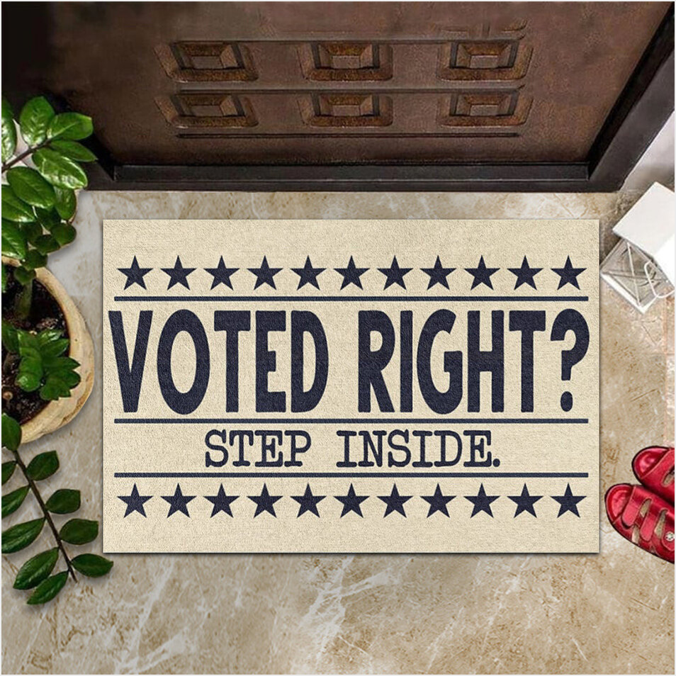 Voted Right Step Inside Doormat Political Merchandise Funny Welcome Mats Front Door Decor-1