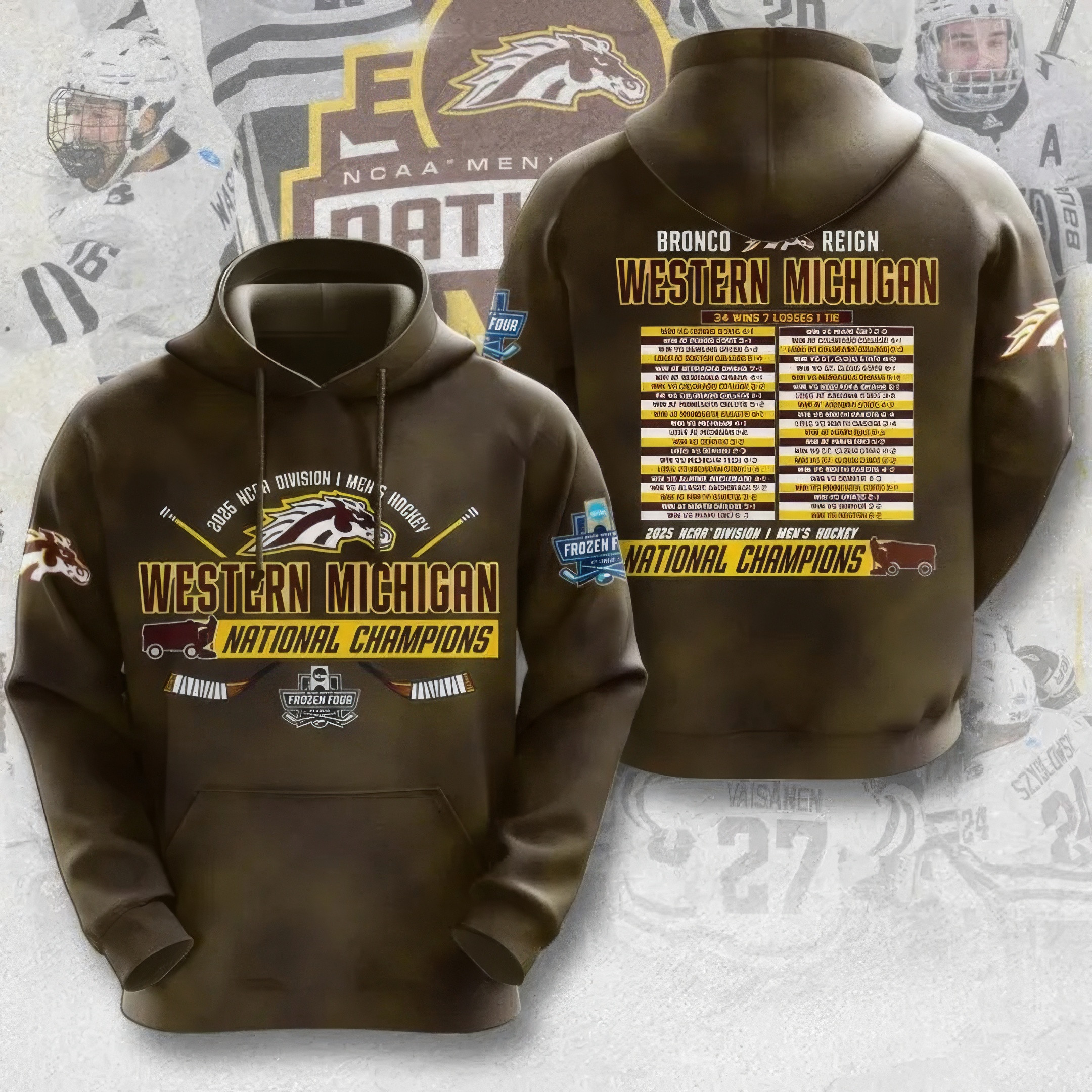 WMU Hockey 2025 National Champion Hoodie Best Gifts For Hockey Lovers-1