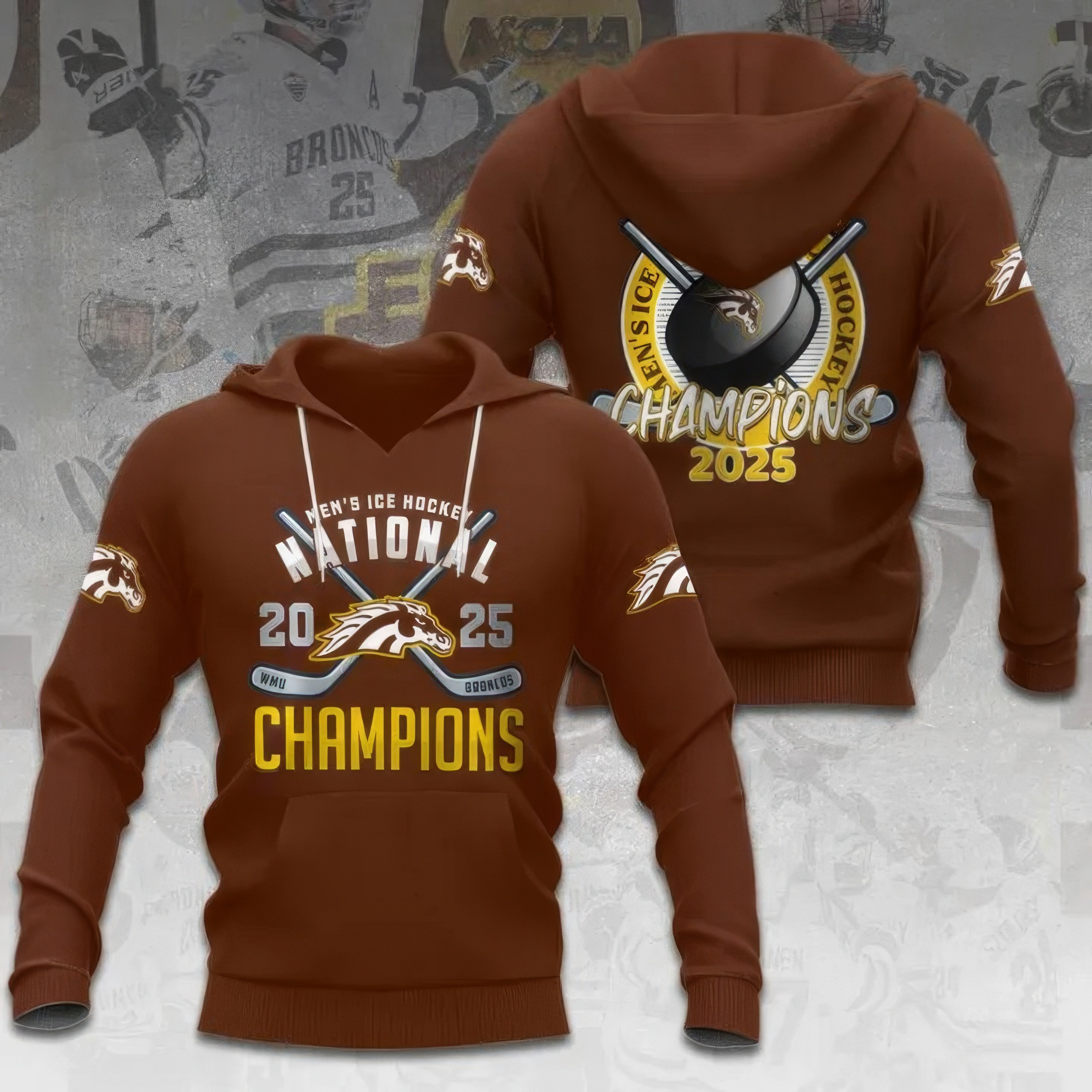 WMU Hockey 2025 National Champion Hoodie Gifts For Hockey Fan-1