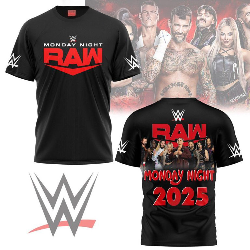 WWE Raw Monday Night 2025 Celebration T-Shirt Gift Ideas For Fans-1