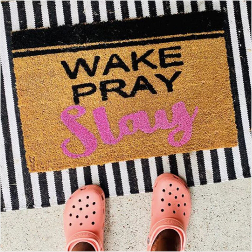 Wake Pray Slay Doormat Funny Entry Mats Front Door Best Gifts For Sisters Gifts For Best Friend-1