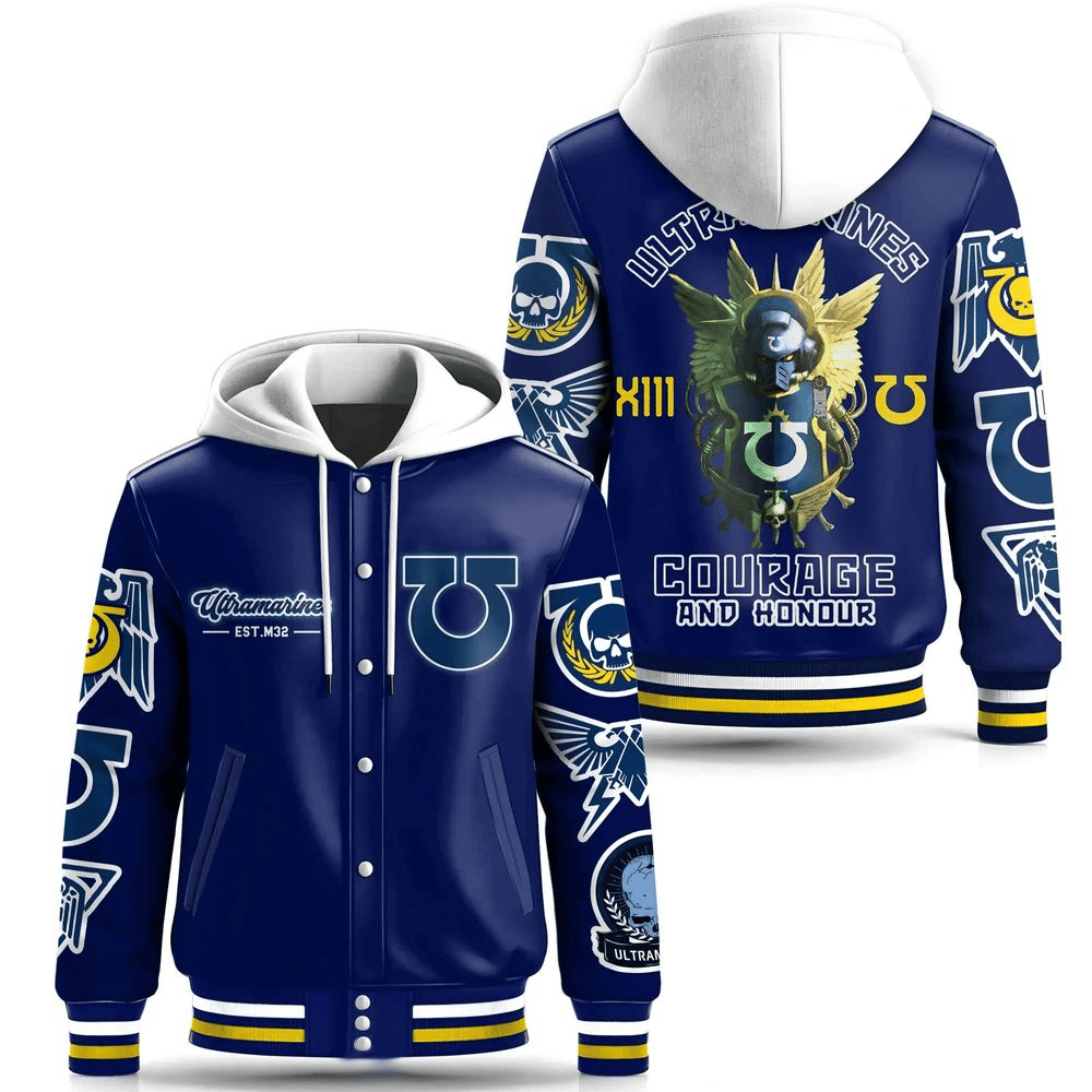 Warhammer 40K Hooded Varsity Jacket Warhammer 40K Merch Father's Day Gifts For Husband-1