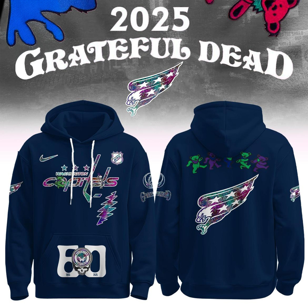 Washington Capitals Grateful Dead 60th Anniversary 1965-2025 NHL Hoodie Capitals Merch-1