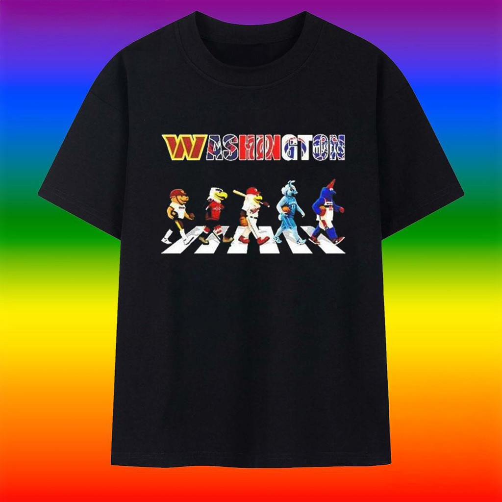 Washington Mascot Chibi Walking Abbey Road 2025 T-Shirt-1
