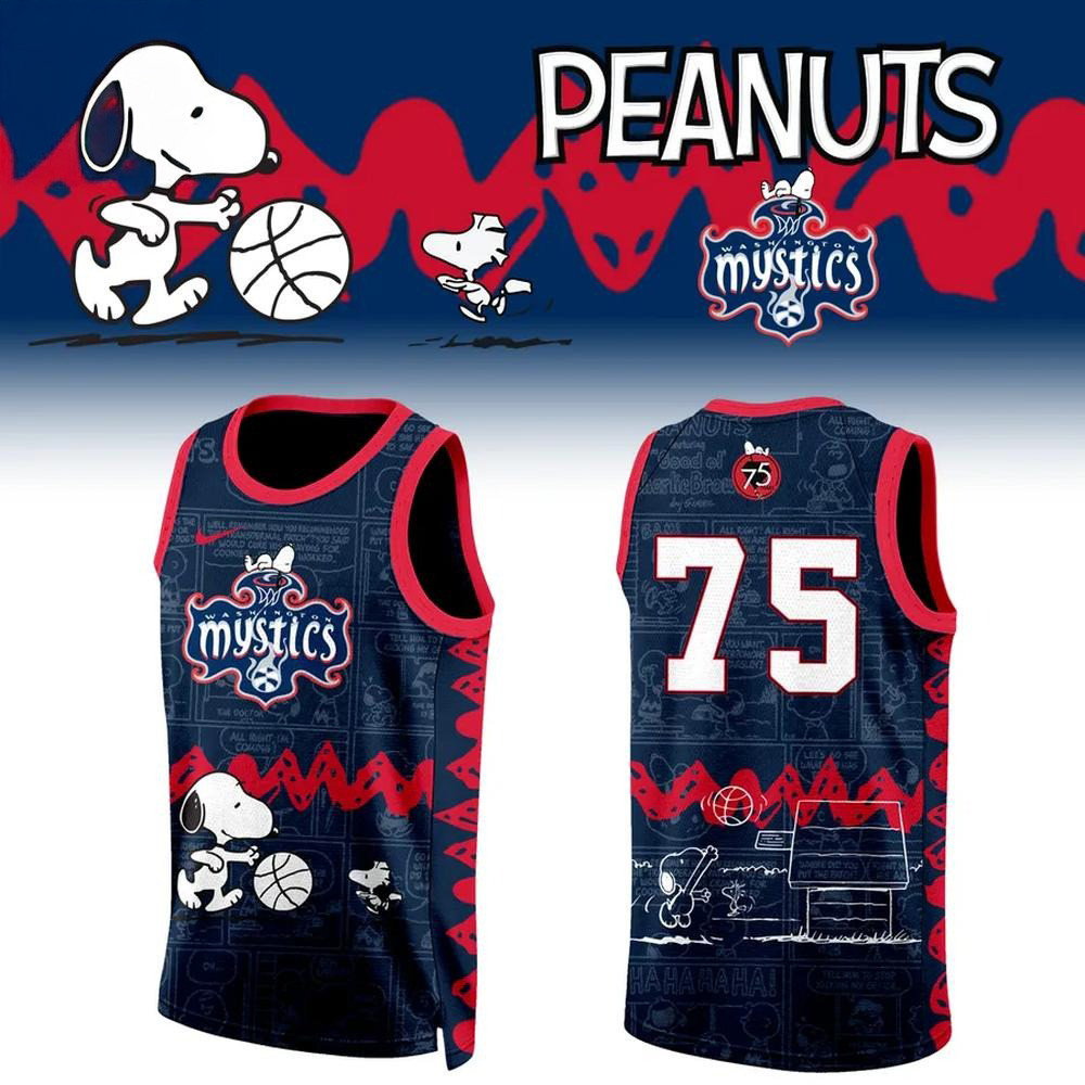 Washington Mystics X Peanuts 75th Anniversary Limited Edition Basketball Jersey Fans Gifts-1