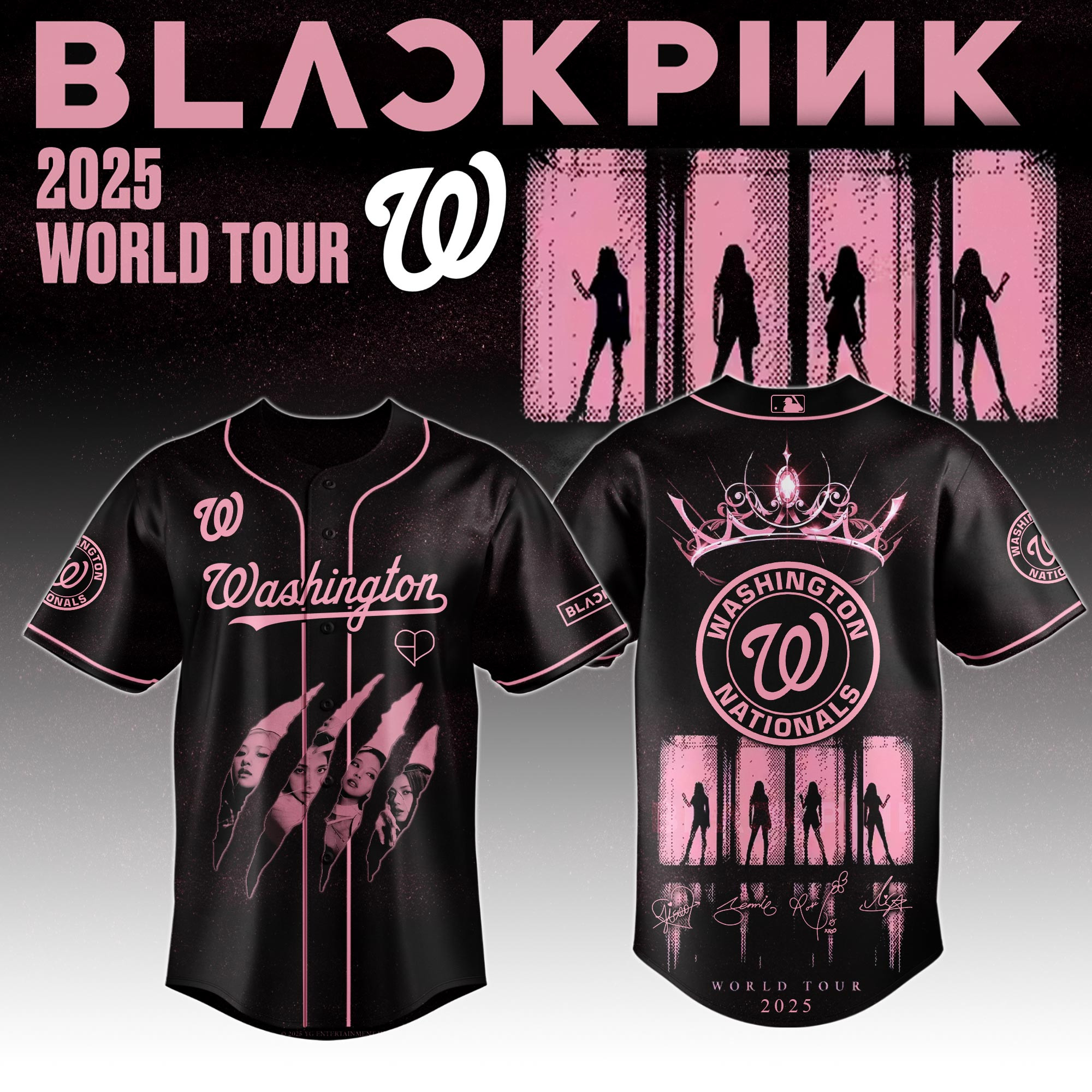 Washington Nationals Mlb X Black Pink World Tour Baseball Jersey For Fans Nationals Merch-1