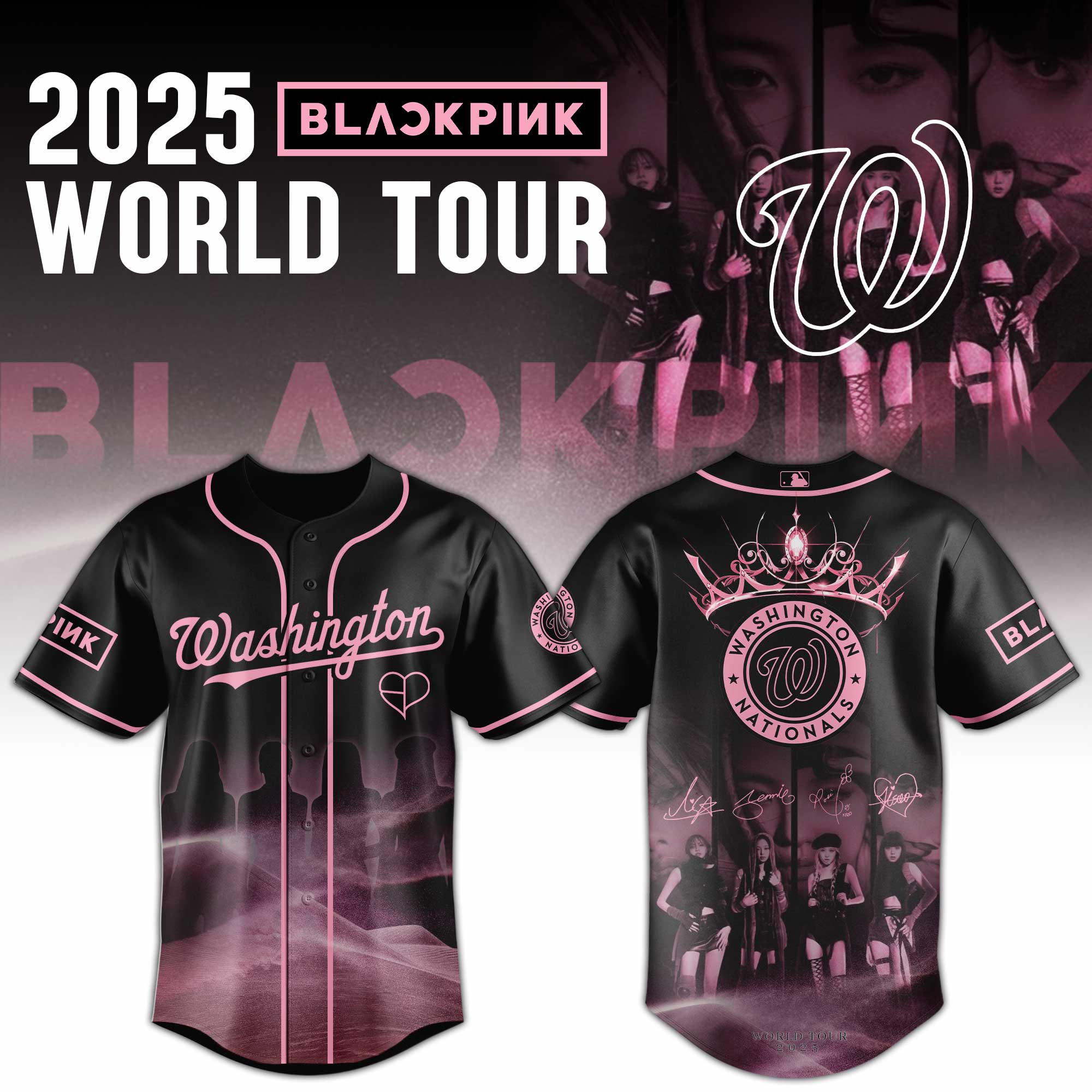 Washington Nationals Mlb X Black Pink World Tour Baseball Jersey For Fans-1