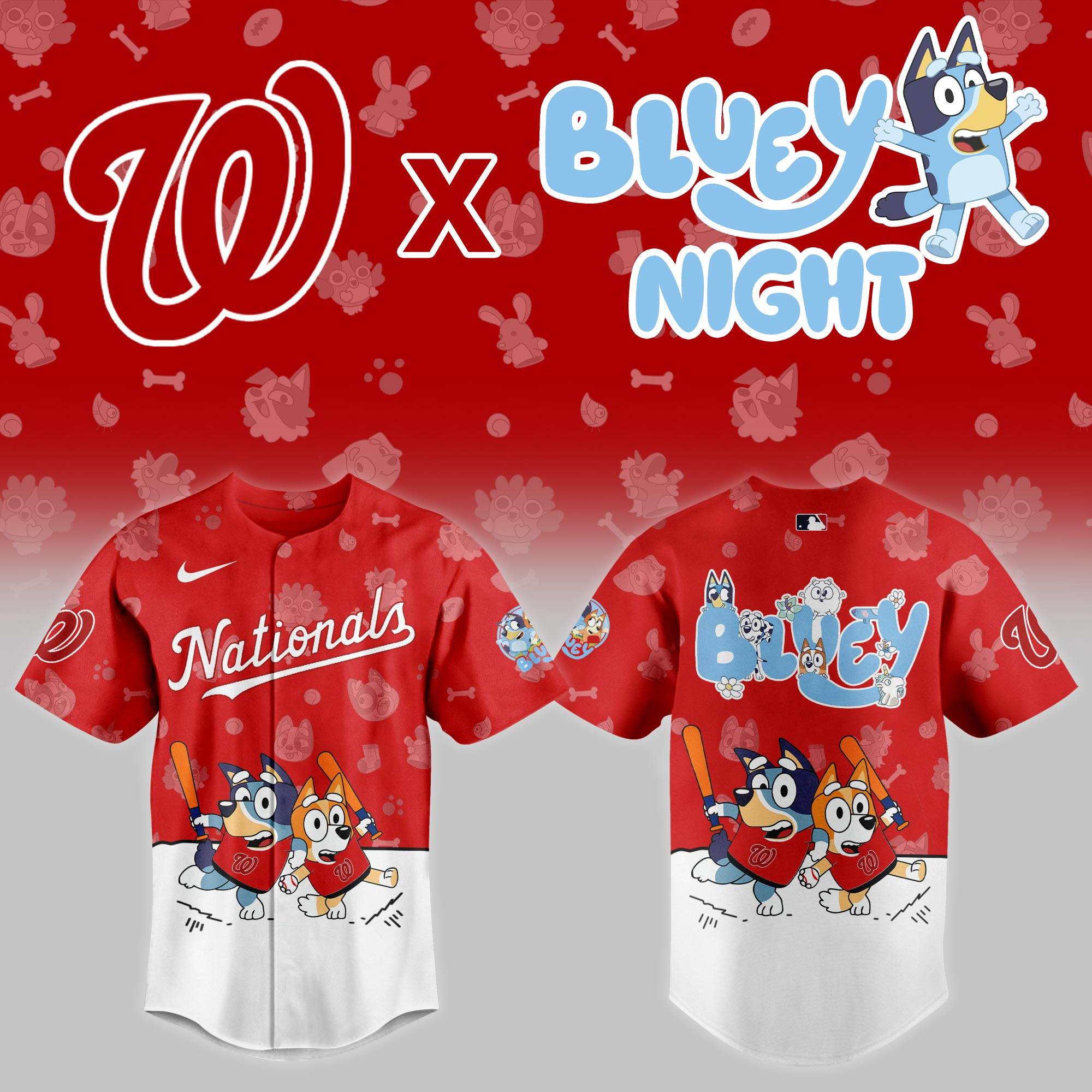 Washington Nationals Mlb X Bluey Night Baseball Jersey For Fan-1
