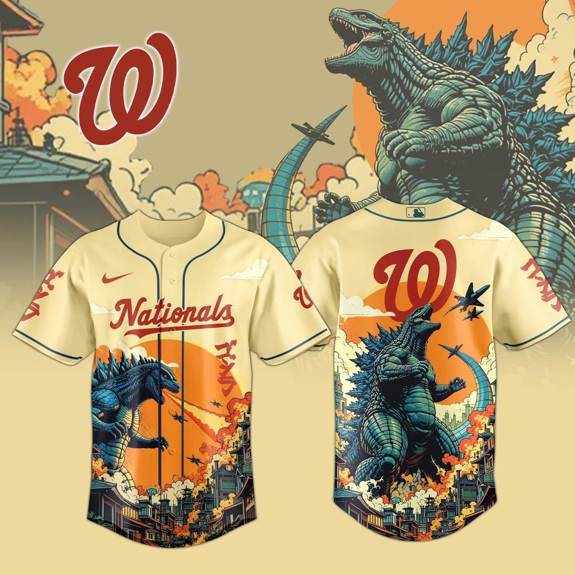 Washington Nationals Mlb X Godzilla New Baseball Jersey For Fans-1