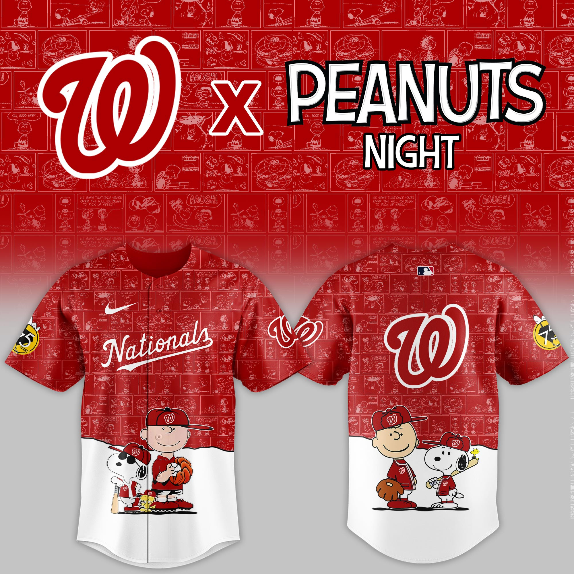 Washington Nationals Mlb X Peanuts Night Baseball Jersey For Fan-1