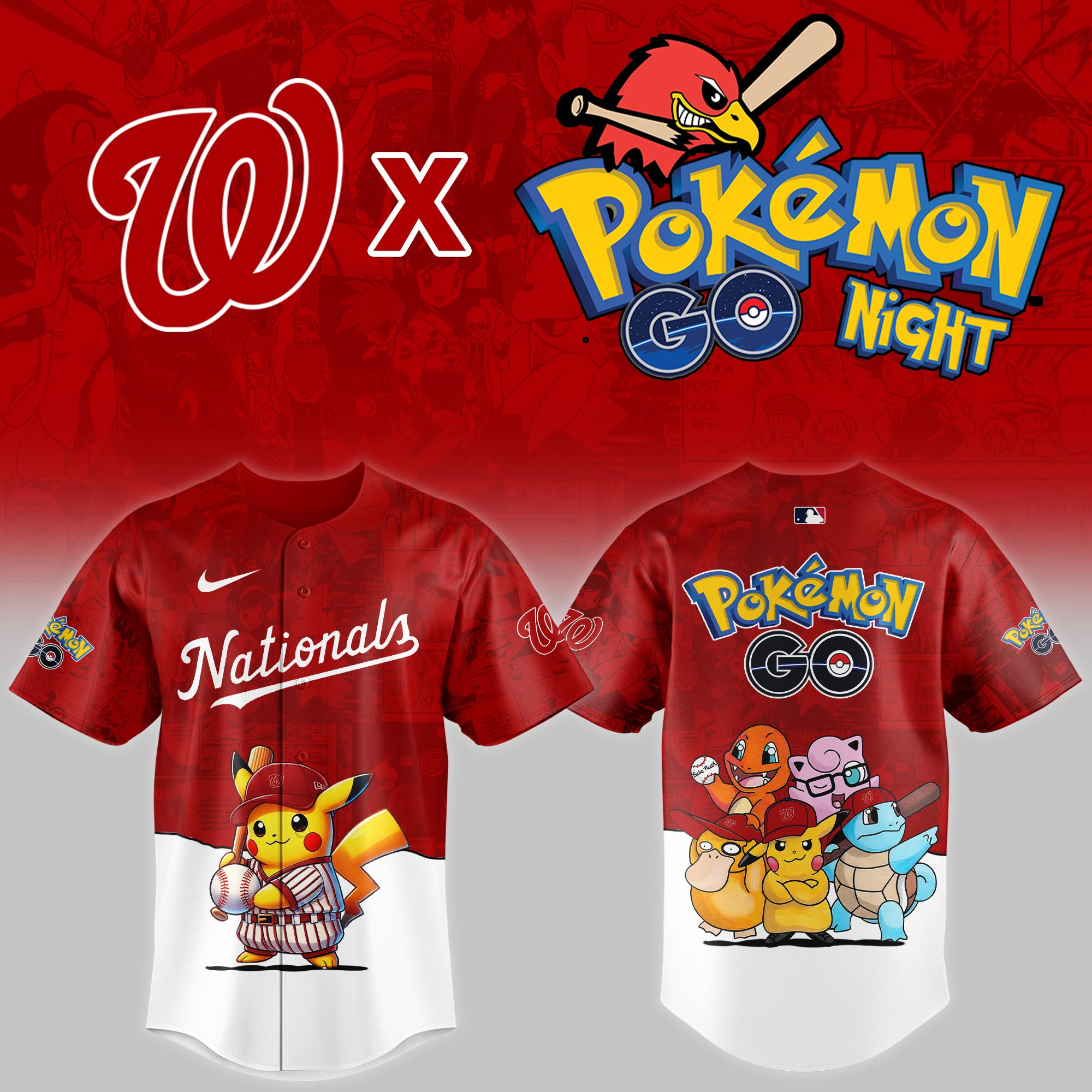Washington Nationals Mlb X Pokemon Go Night Baseball Jersey For Fan-1