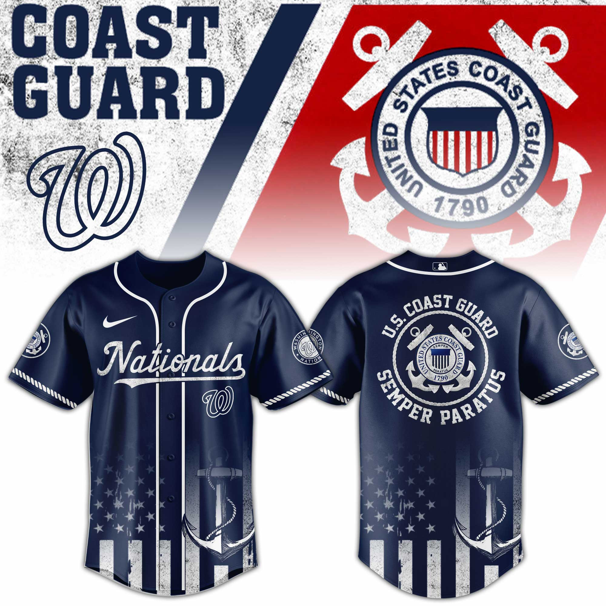 Washington Nationals Mlb X Us Coast Guard Baseball Jersey For Fans-1