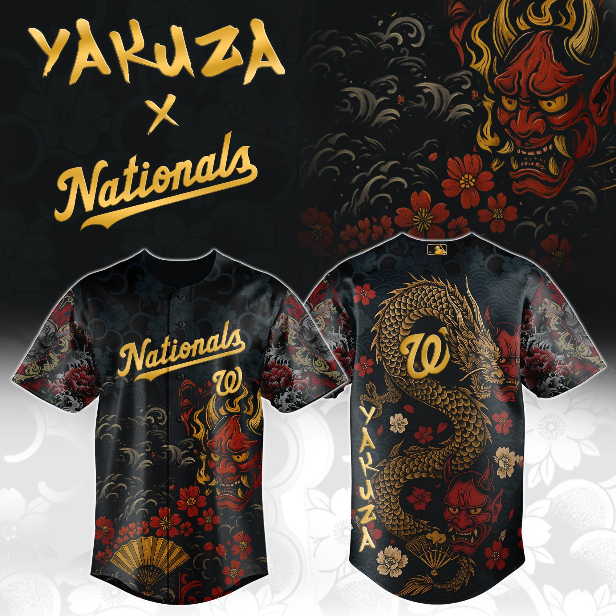 Washington Nationals Mlb X Yakuza Dragon Oni Baseball Jersey For Fans-1