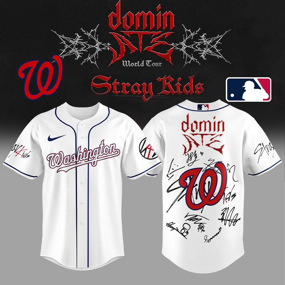 Washington Nationals X Stray Kids Signature Baseball Jersey Washington Nationals Merch-1