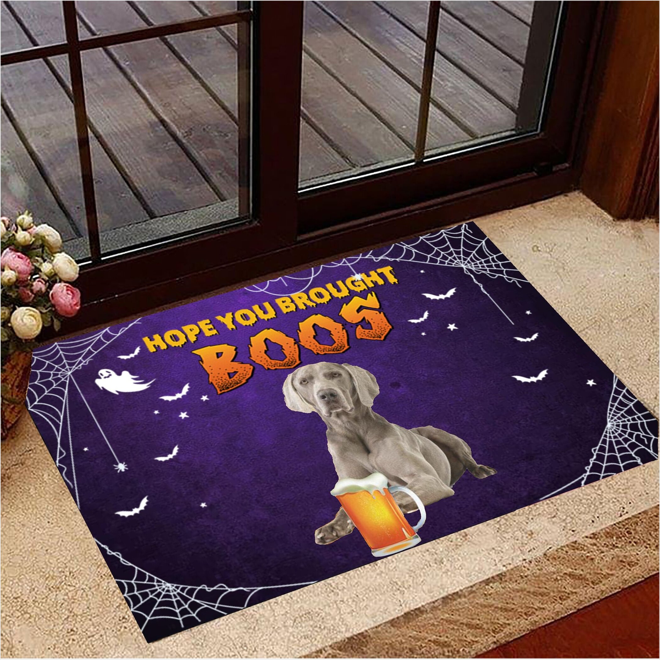 Weimaraner Hope You Brought Boos Doormat Spooky Doormat Modern Halloween Decor Gifts For BFF-1