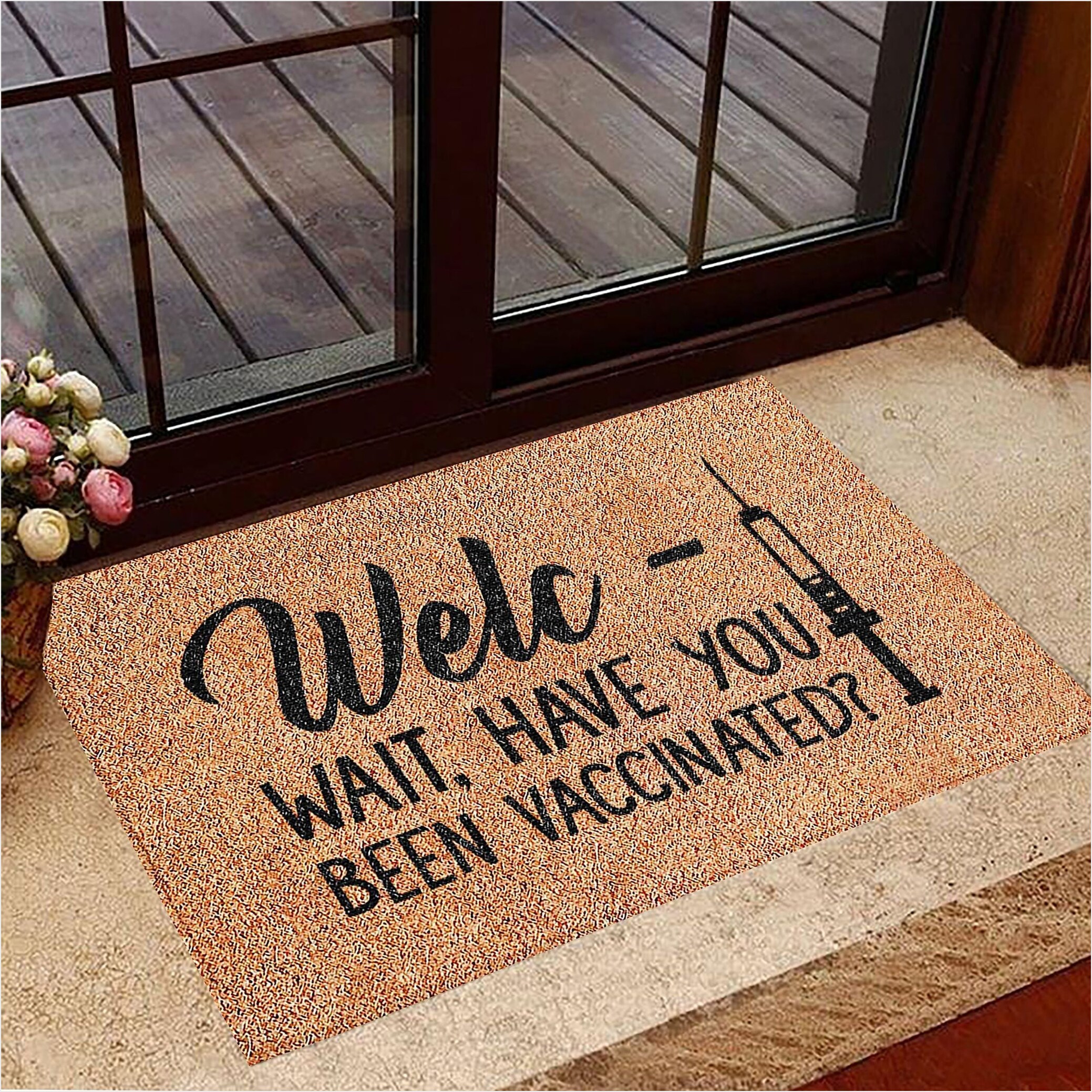 Welco Wait Are You Vaccinated Doormat Funny Sayings Vaccinated Welcome Mat Gifts For Besties-1