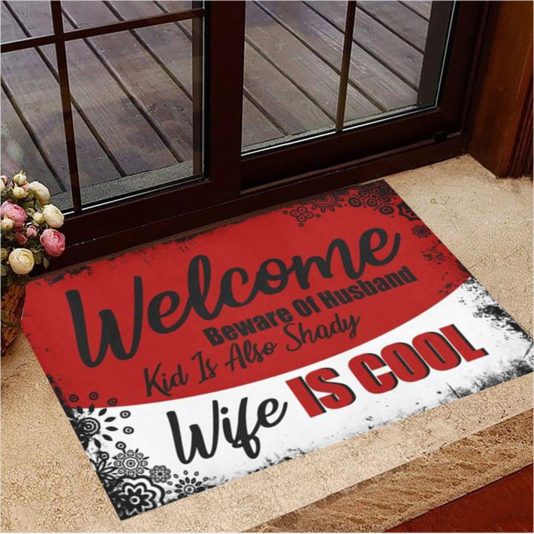 Welcome Beware Of Husband Wife Is Cool Doormat Designer Door Mat New Home Gifts Gifts For BFF-1